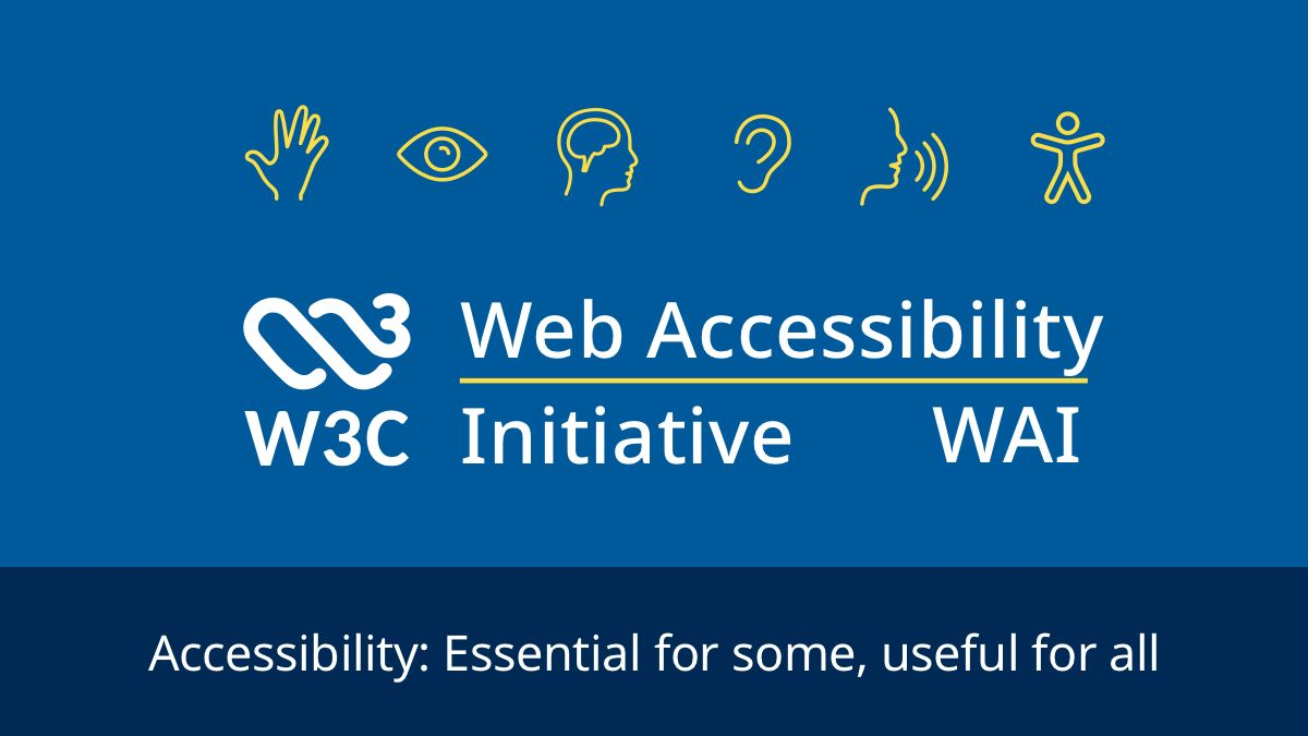 W3C Web Accessibility Initiative (WAI) diagram showing the four WCAG principles: Perceivable, Operable, Understandable, and Robust with accessibility icons